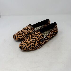 Birdies Leopard Print Calf Hair Smoking Slipper Flats Size 8.5 Animal Parisian
